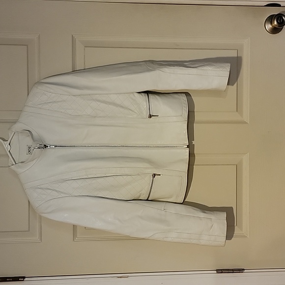 Cache Jackets & Blazers - Cache' White leather moto jacket